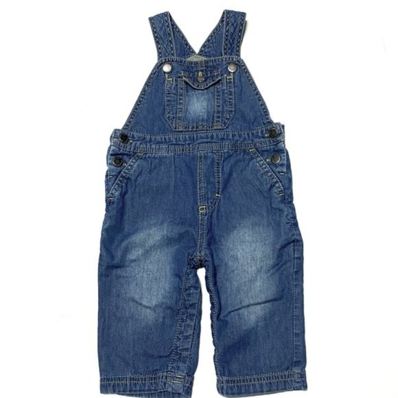 OshKosh B’gosh Infant Blue Overalls with Gray Lining